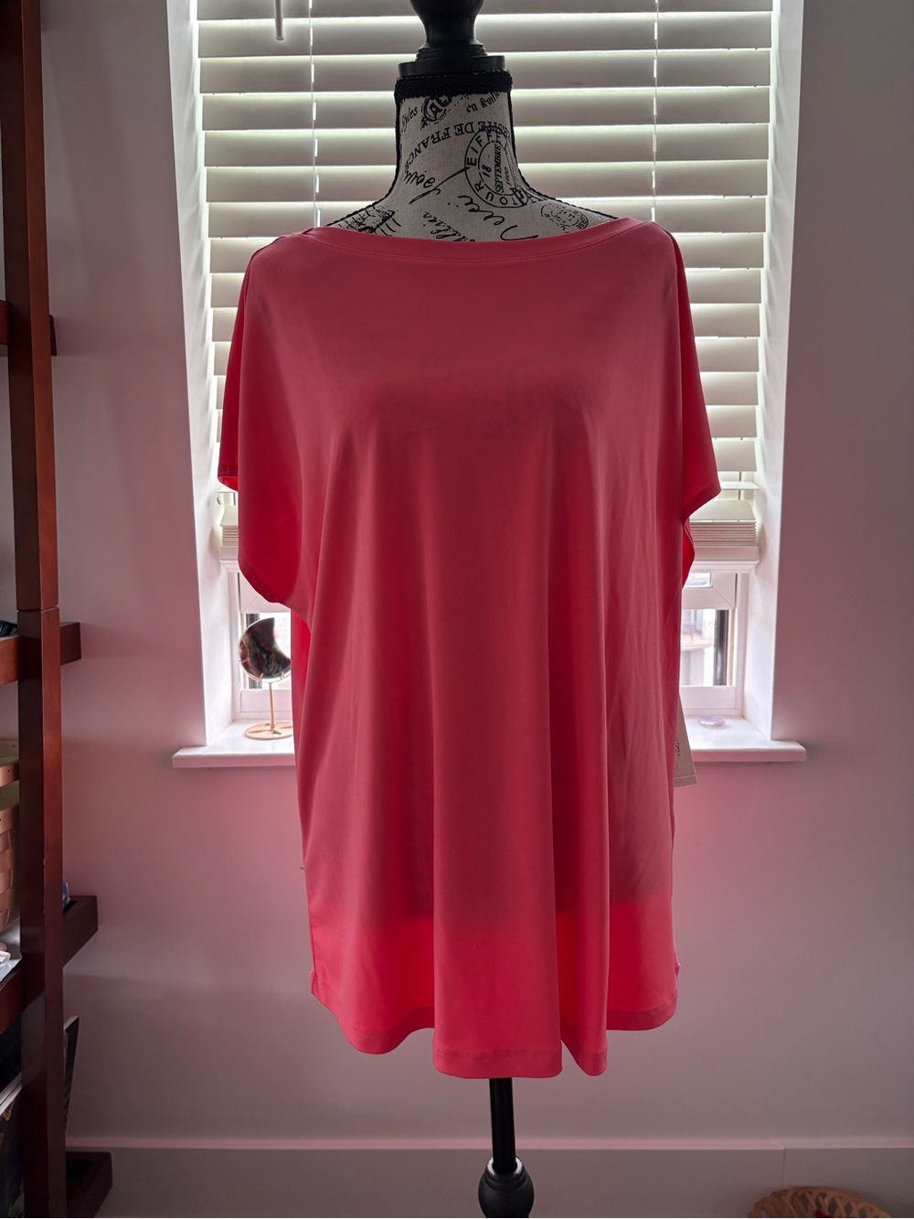 Chico's Coral Boatneck Short Sleeve Tunic